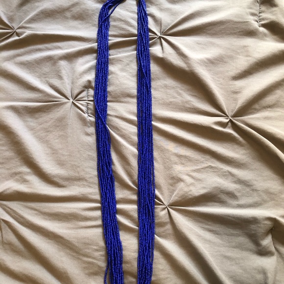 Bright blue tiny bead necklace - Picture 2 of 2